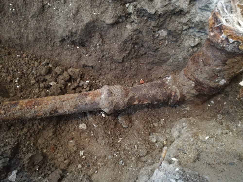 old and damaged sewer line pipe