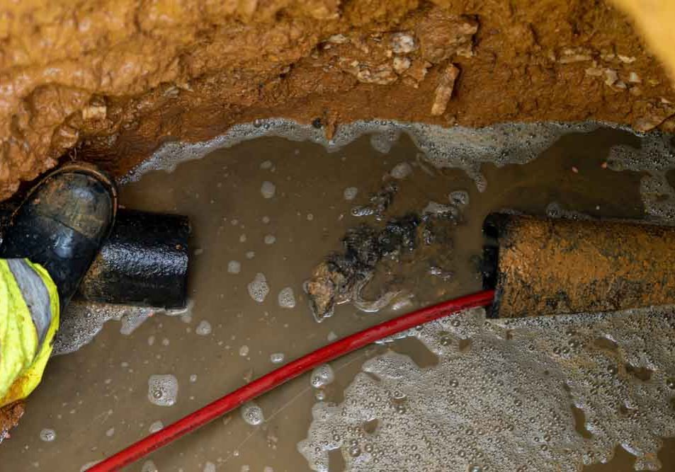 collapsed sewer line pipe