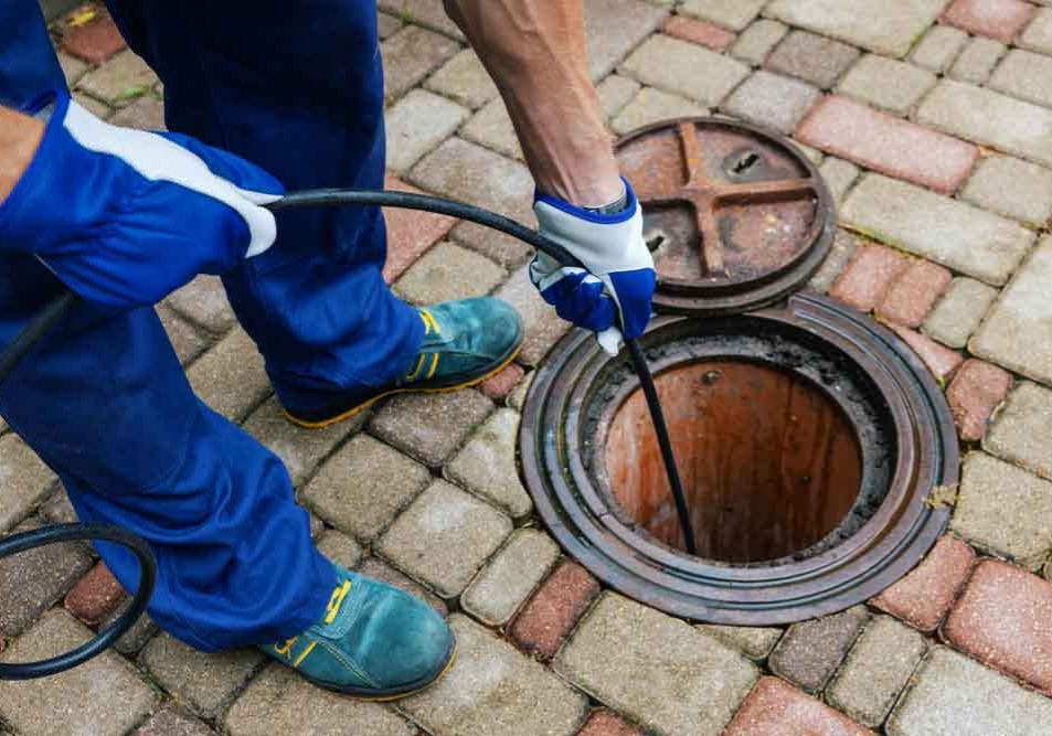 technician preparing hydro jetting equipment